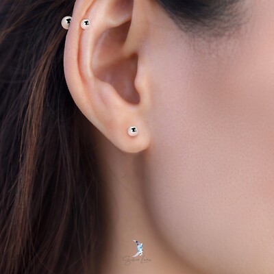 925 sterling silver screw ball back stud earrings, cartilage earrings
