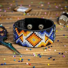 DIY Bead embroidery kit on artificial leather Bracelet