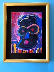 Peter Max | Angel Vintage Print Signed | Framed Large 16x12in. Gold Pop Art