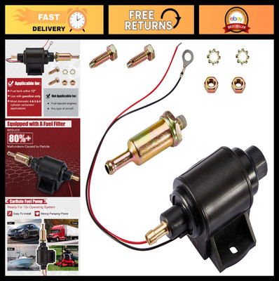 Universal 12V Electric Fuel Pump, Low Pressure 2-3.5 PSI, Inline Gas Diesel Pump