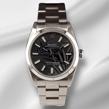 Rolex Oyster Perpetual 31mm Stainless Steel Black Palm Motif Dial Watch Rf 67480