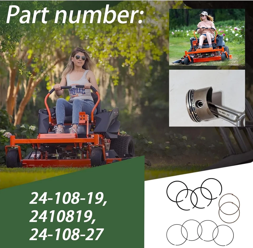 Поршневые кольца 24-108-19, 2410819, 24-108-27 совместимы с Kohler Ch23, Cv23(... - Изображение 2 из 4