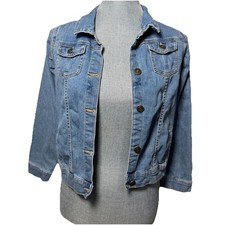 Carter s Denim Jacket Girls Size 10/12 Light Wash Long Sleeve Button Up Y2K