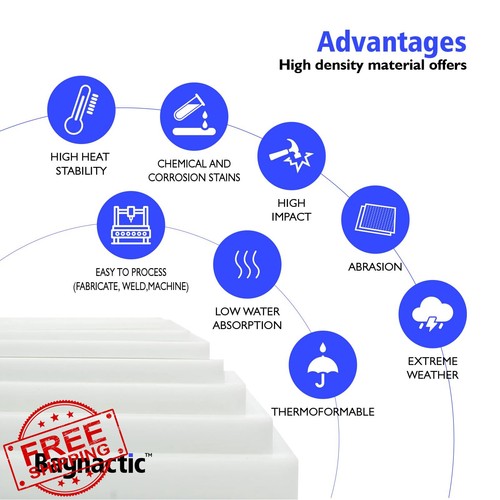 Baynactic White HDPE Sheet 1/4"x 12"x 12" Plastic Board - Afbeelding 5 van 5