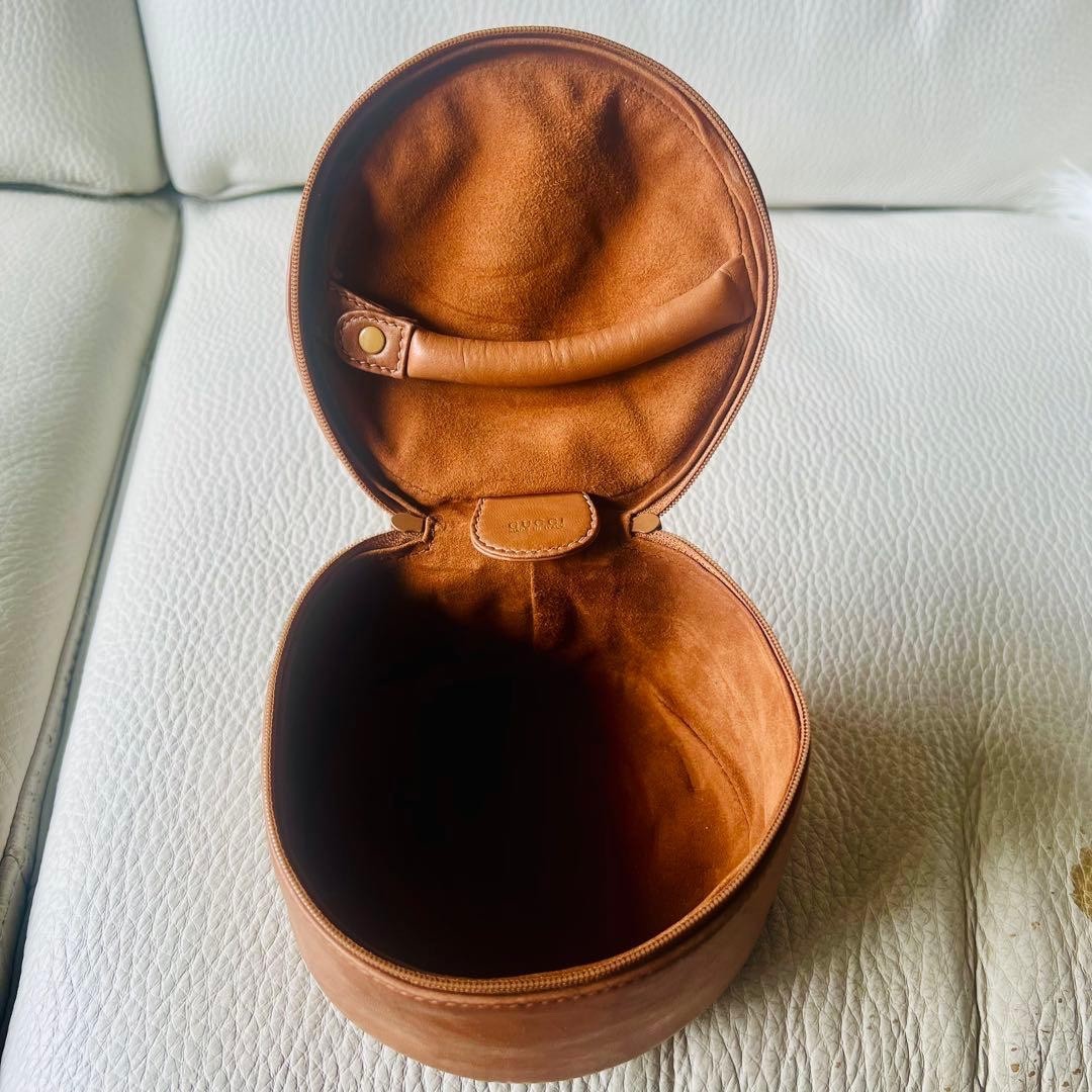 Auth Gucci Mini Vanity Case Leather Brown Cosmetic Pouch Bag Rare Vintage thumbnail 10