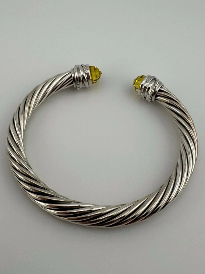 Brazalete David Yurman 7mm Limón Citrino Plata Esterlina Cable Tamaño Mediano Foto 4 de 4