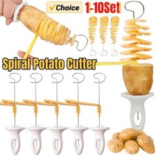 Spiral Potato Cutter with 4 Stainless Steel Sticks Manual Twisted Potato Slicer