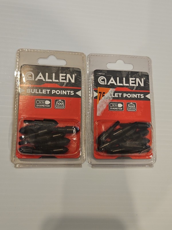 ALLEN BULLET POINTS Fits Carbon Arrows 9/32 Diameter 100 Grain 10 Pack Lot Of 2