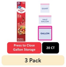 3 pack Fresh Seal Double Zipper Storage Bags, Gallon, 20 Count