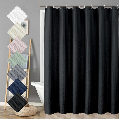 Aiyufeng Moga Black Shower Curtain Textured Geometric Embossed Cloth for