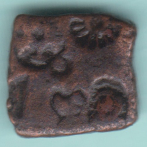 Ancient india copper punchmark from central india rare small coin - Foto 1 di 2