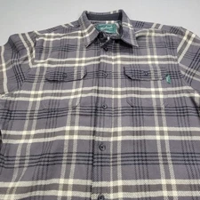 Woolrich Heavy Flannel Shacket Plaid Button Front Long Sleeve Shirt Mens XL Gray