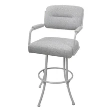 Tobias Designs 30" Swivel Metal & Fabric Bar Stool in White and Charcoal
