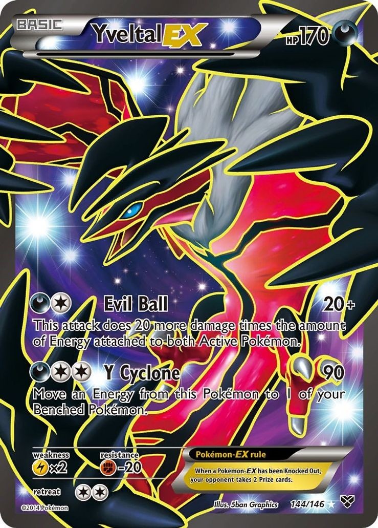 Yveltal EX - 144/146 - Pokemon XY Base Set Full Art Ultra Rare Card HP
