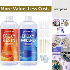 Crystal Clear Epoxy Resin Kit 32OZ, Bubble-Free, Anti-Yellowing, Self Levelin...