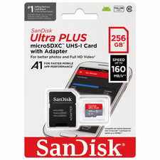 SanDisk Ultra Plus 256GB MicroSDXC UHS-I Memory Card with Adapter 160MBs