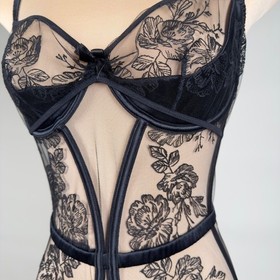 Agent Provocateur Black Gloria Basque Floral Lace Corset 34D