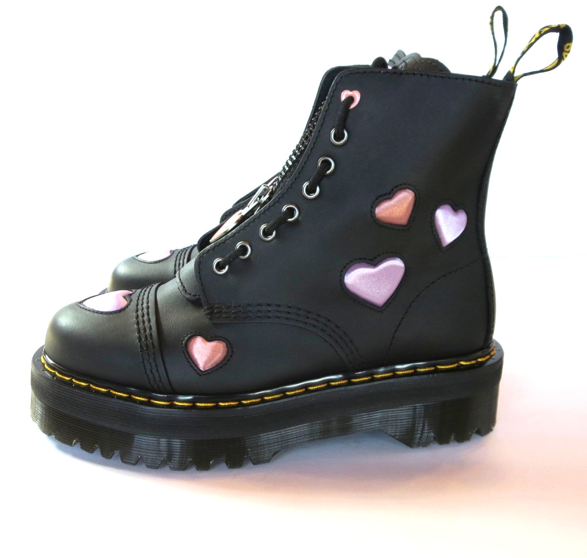 Dr Martens Sinclair Heart Platform Boots (8) Leather Satin Women's