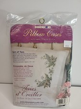 Dimensions Butterflies  Fern Stamped Cross Stitch 2 Pillowcases 72967 2003 New