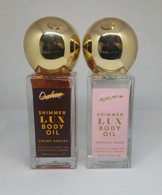 Orchid Shimmer Lux Body Oils ~ Vanilla Cake & Creme Brulee NEW   Lot Of 2