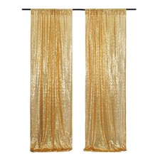 Gold Sequin Backdrop Curtain 2 Panels 2ft x 8ft Gold Sequin Backdrop for Part...