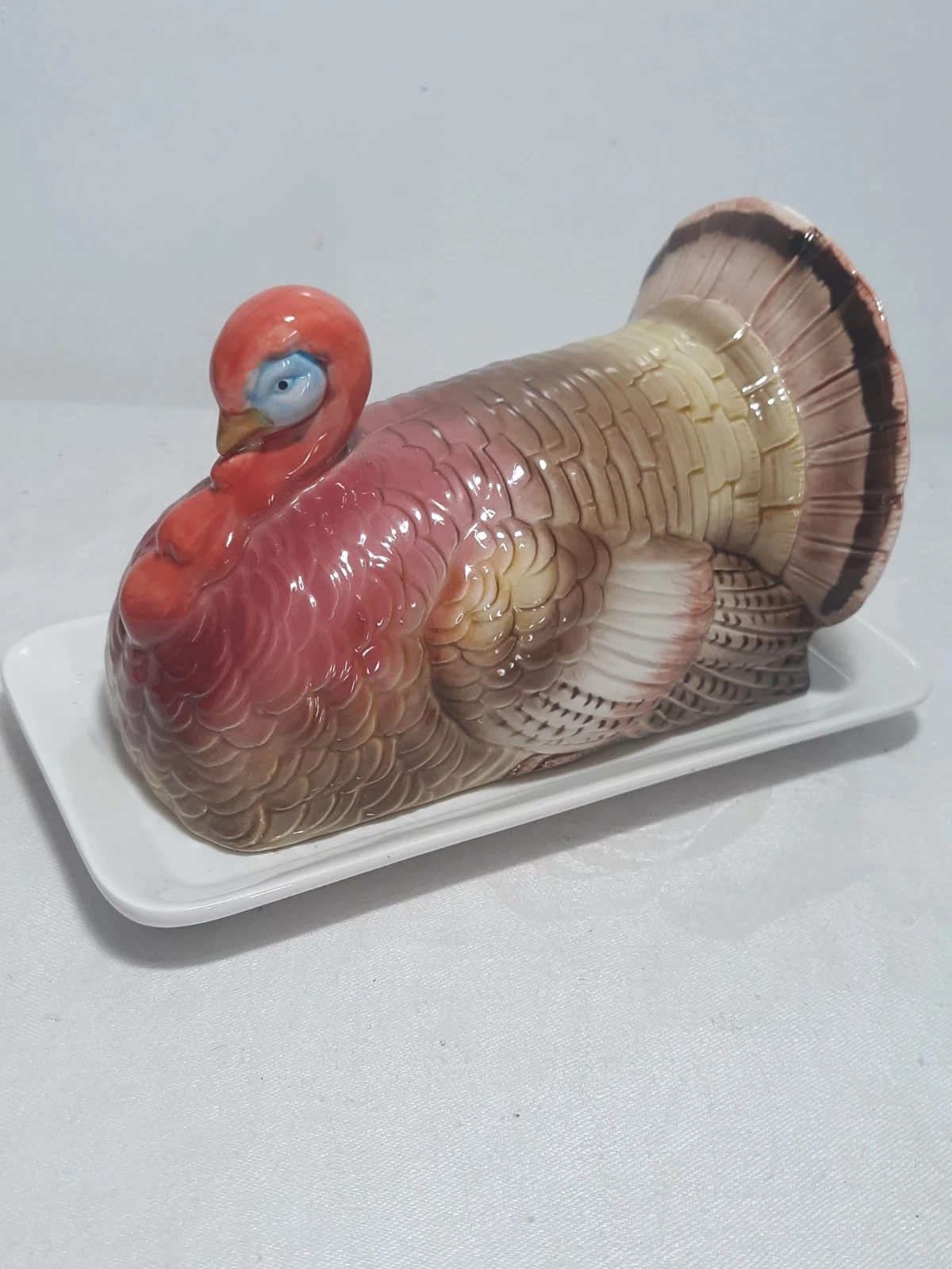 Beautiful Otagiri Japan Thanksgiving turkey covered Butter dish Vintage