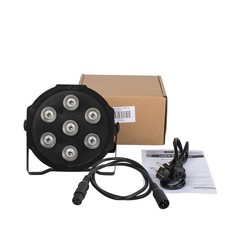 SHEHDS LED Flat Par RGBWA UV 7x18W DMX512 Light for Party Stage Home