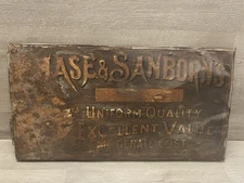 1800'S CHASE & SANBORN Uniform Quality Sign Or Coffee Bin Lid Advertising 