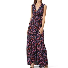 Thakoon Collective Womens 4 Dress Tulip Floral Gown Sleeveless V-Neck Pink Blue