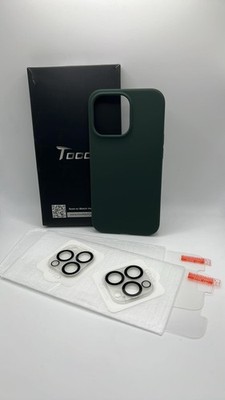TOCOL für iPhone 13 Pro Hülle 2 Display und 2 Kamera Linse Schutz Alpingrün