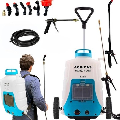 AGRICAS  4.2 Gallon Battery Powered with cart,Backpack Sprayer for Lawn & Garden
