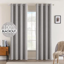 MIULEE Linen Texture Curtains for Bedroom Solid 100 Blackout Thermal Insulate...