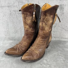 Old Gringo Boots Womens 10 Sharpeicito Brown Leather Western Zip Distressed