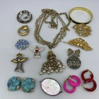 Lot of 14 Signed Vtg Coro - Liz Claiborne - Lisner Costume Jewelry Brooch + More