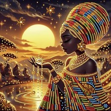 African Woman Diamond Art Kits for Adults,5D DIY Diamond Painting kit for Beginn