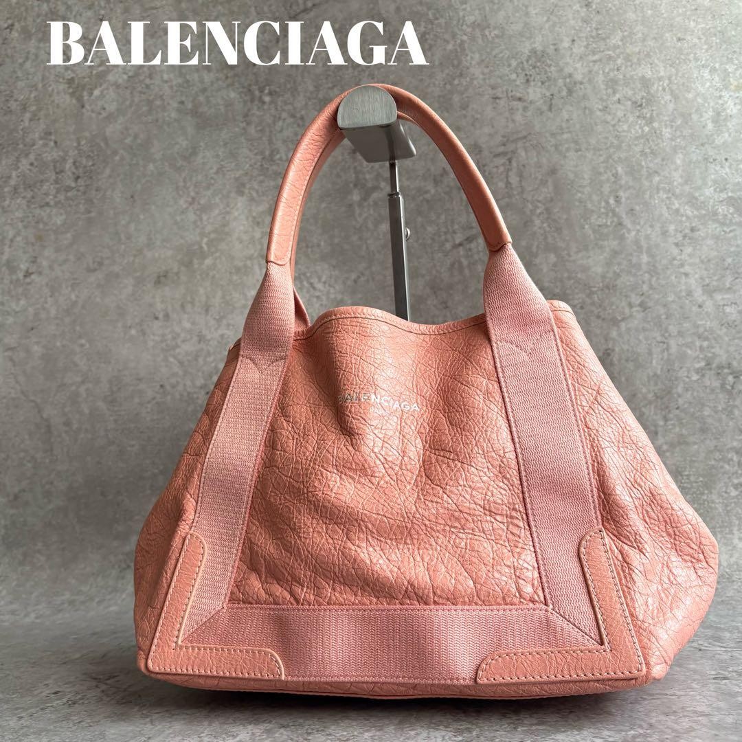 BALENCIAGA Navy Cabas S Leather Shoulder Handbag Pink Authentic Used From Japan thumbnail 21