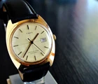 VINTAGE TIMEX 1976 DATE AUTOMATIC MECHANICAL SELF-WINDING MEN'S GOLD BLACK WATCH