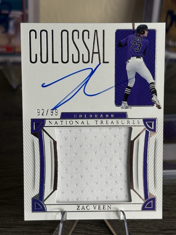 2023 Panini National Treasures Zac Veen /99 Colossal Patch On Card Auto #CMS-ZV