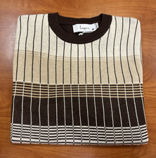 NEW FALL LAVANE Men's Fancy Crewneck Knit: Brown Stripe  Size M to 4XL