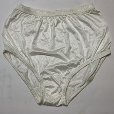 VTG Secret Treasures Panties 8 White Nylon High Waist Granny Silky Satiny