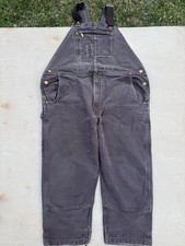 Carhartt Bib Overalls Mens 44x28 Brown Double Knee Relaxed Workwear Farmer