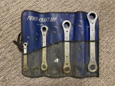 #ad #ad Vintage Power Kraft 100 Ratchet End Wrench Set of 4 Double Ended 1 4quot; 7 8quot; $21.99