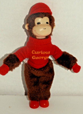 Vintage Eden Toys Curious George Plastic Face Monkey Mini doll 5'' Korea
