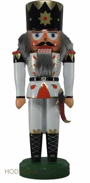 Nussknacker KöNig Weiß 33Cm NEU NußKnacker Figur Erzgebirge Weihnachtsfigur Hol-image