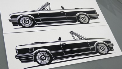 BMW E30 Cabrio Aufkleber Silhouette BMW E30 tuning Sticker Silhouette Set neu
