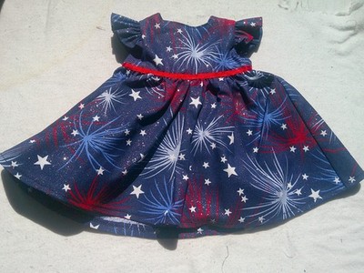 Fits American Girl 18'' Doll Clothes-Patriotic Firework Bursts & Stars Dress 2