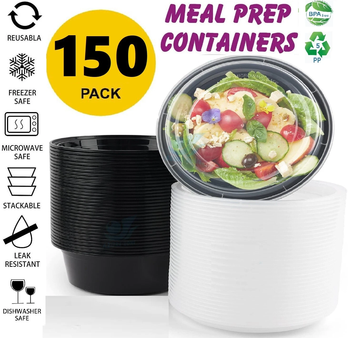150 Pack Meal Prep Containers with lids Food Storage Containers, Bento Box Safe
