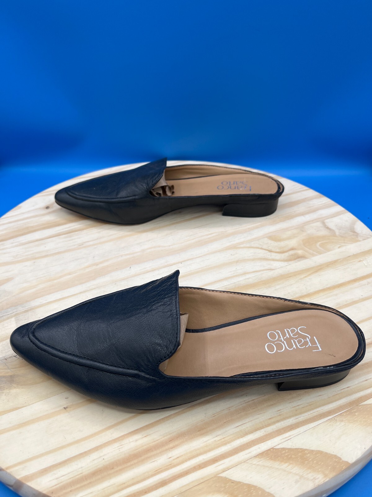 Franco Sarto Mule Sela Women's Sz 8M/EU38 Black Leather Flat Slip