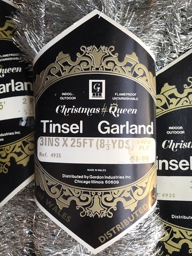 Vtg Christmas Queen Silver Tinsel Garland Made in USA 75+ Ft - 第 1/6 張圖片