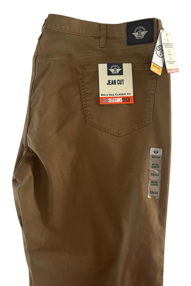 Dockers Tan Jean Cut Classic Fit 5 Pocket Pant Size W52 X L34 - Image 2 of 3